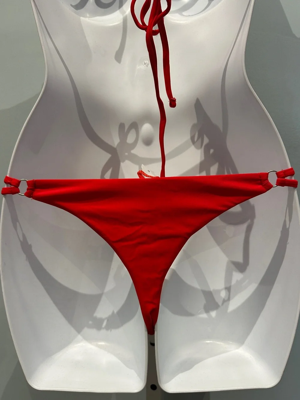 Red Strappy Triangle Cutout Bikini Small NWOT